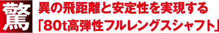 驚異の飛距離と安定性を実現する「80t高弾性」フルレングスシャフト