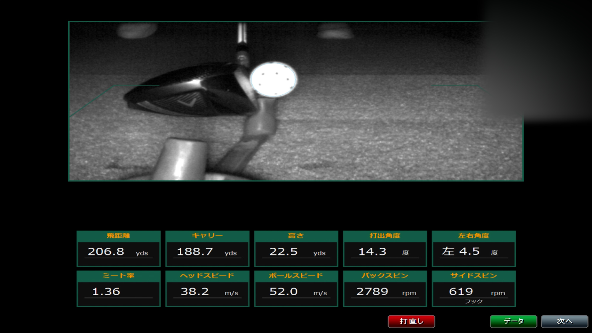 2打目は206yd